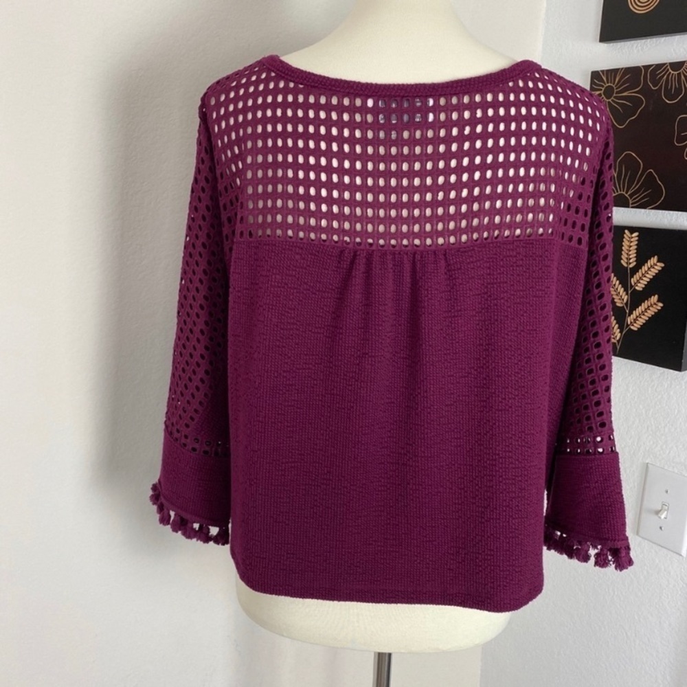 Anthropologie Pom Pom Blouse Red Wine Size S - Picture 3 of 10